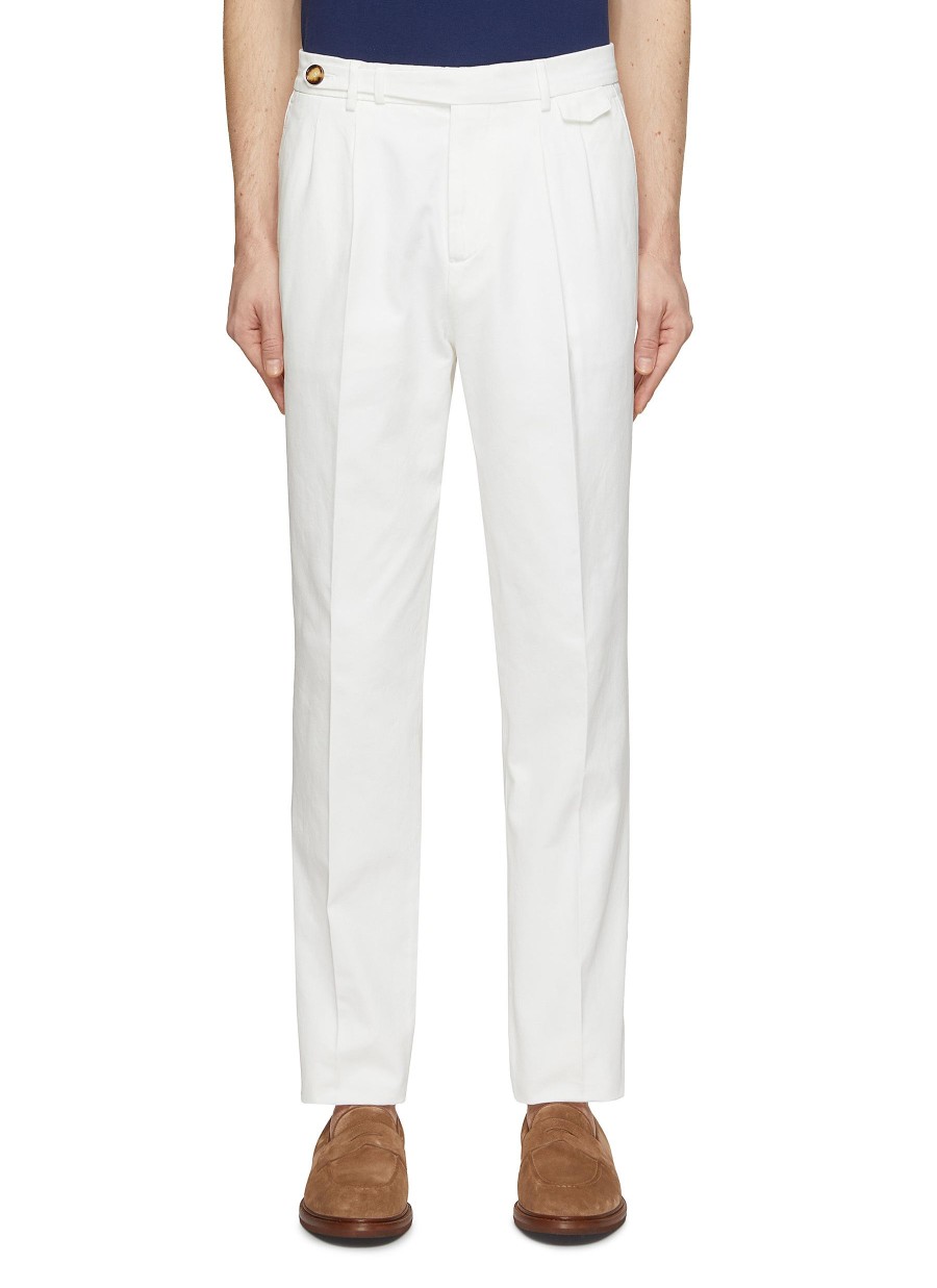 Men BRUNELLO CUCINELLI Pants | Pleated Cotton Gabardine Pants