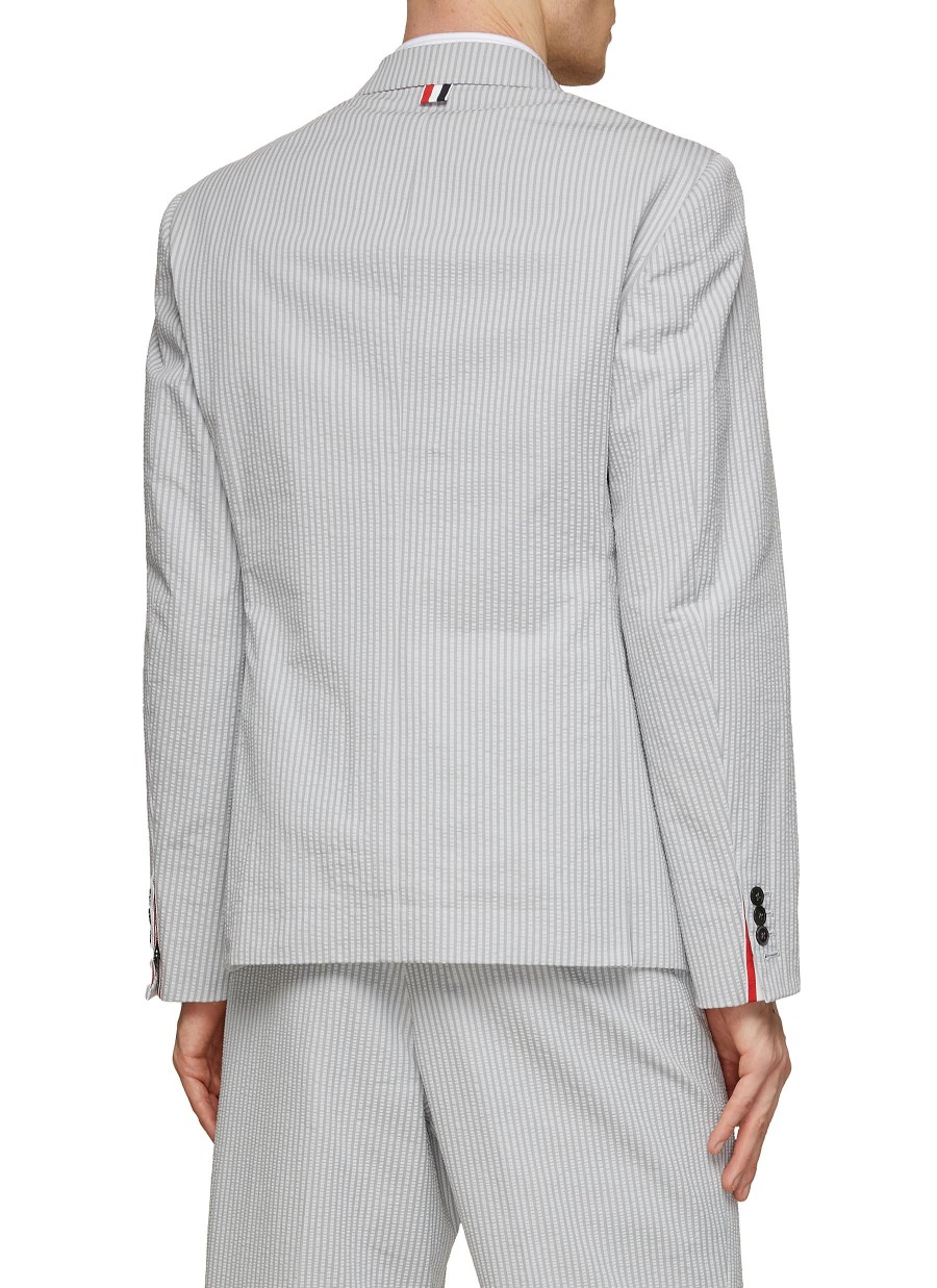 Men THOM BROWNE Suits | Seesucker Single Breasted Striped Blazer