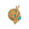 Women LANE CRAWFORD VINTAGE ACCESSORIES Vintage Accessories | Emmons Gold Tone Faux Turquoise Anemone Brooch