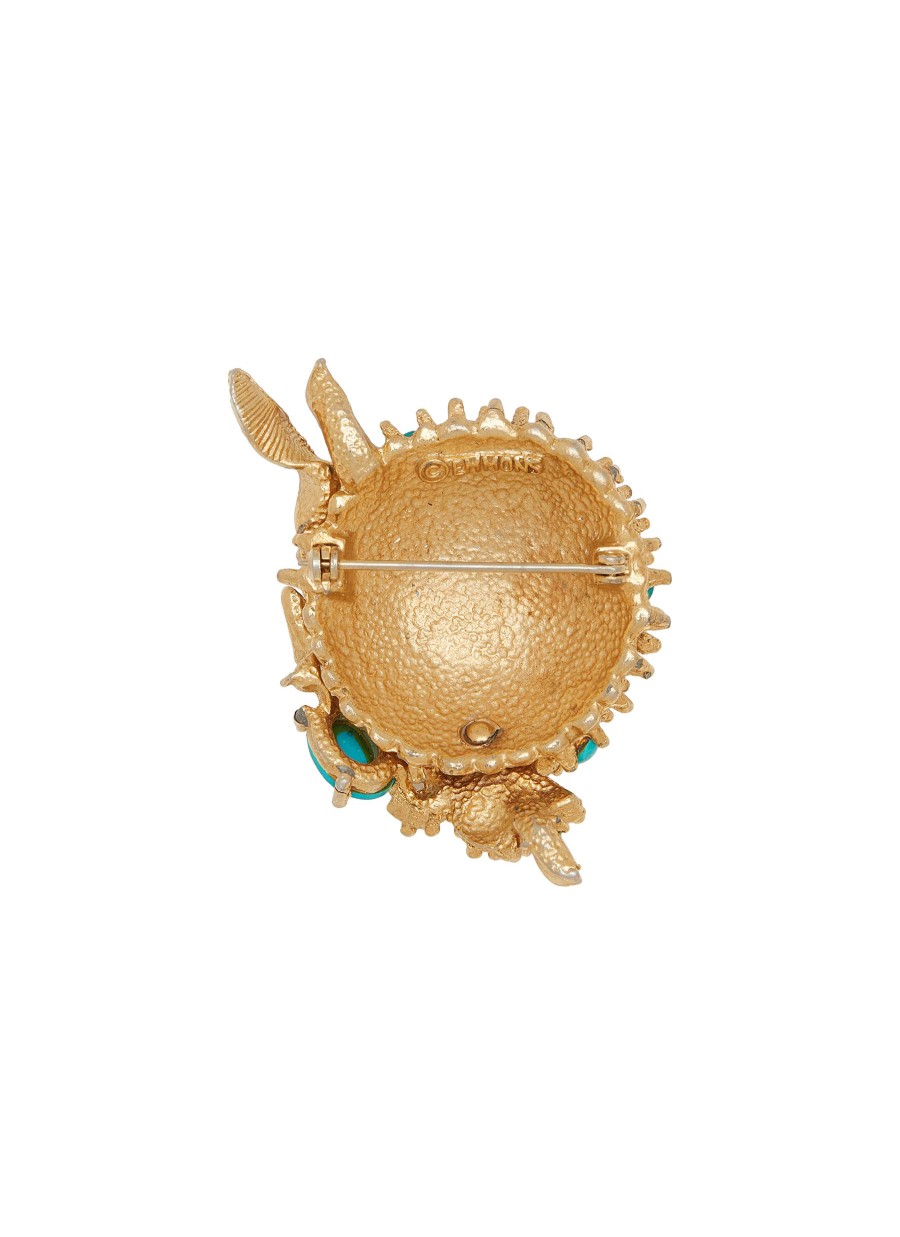 Women LANE CRAWFORD VINTAGE ACCESSORIES Vintage Accessories | Emmons Gold Tone Faux Turquoise Anemone Brooch