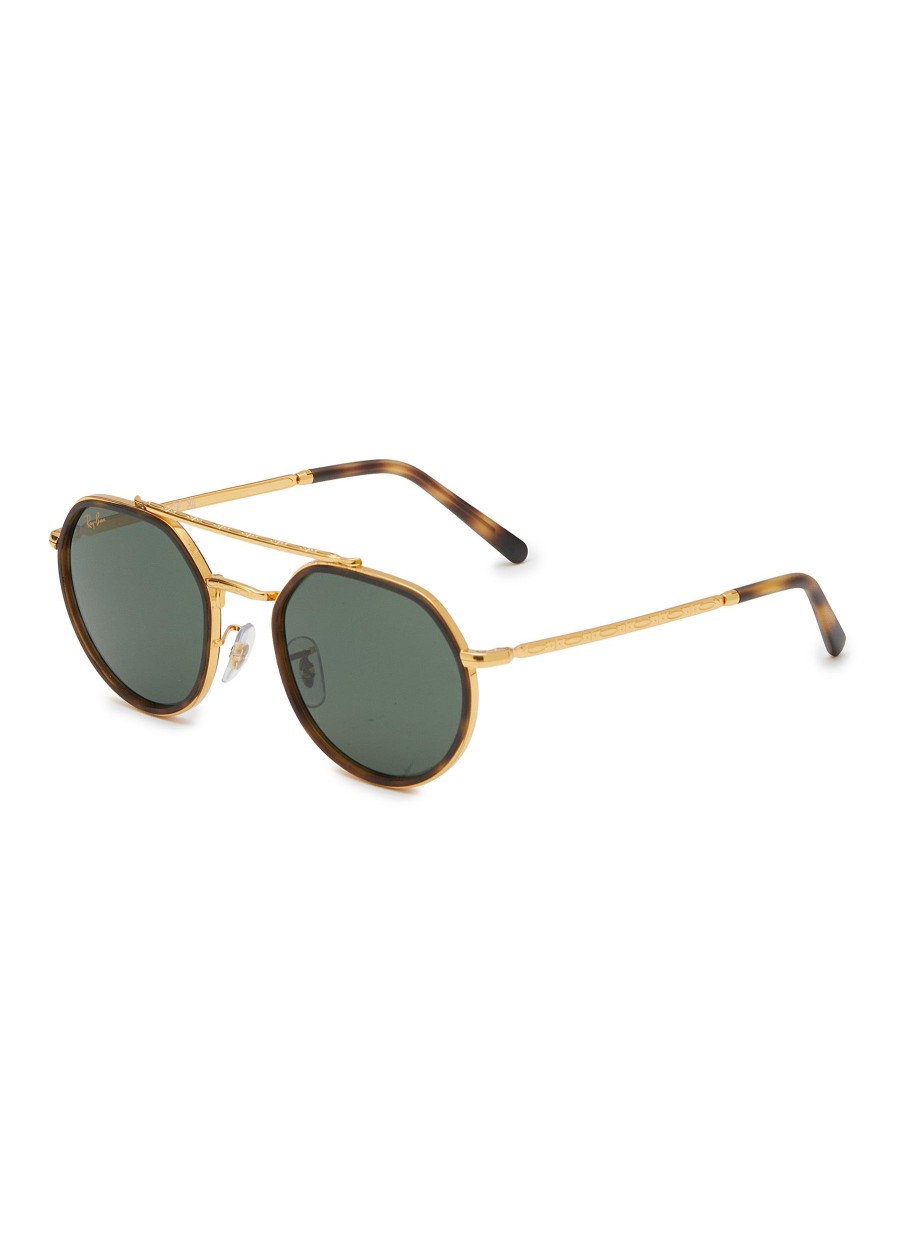 Women RAY BAN Eyewear | Double Bridge Metal Geometric Sunglasses