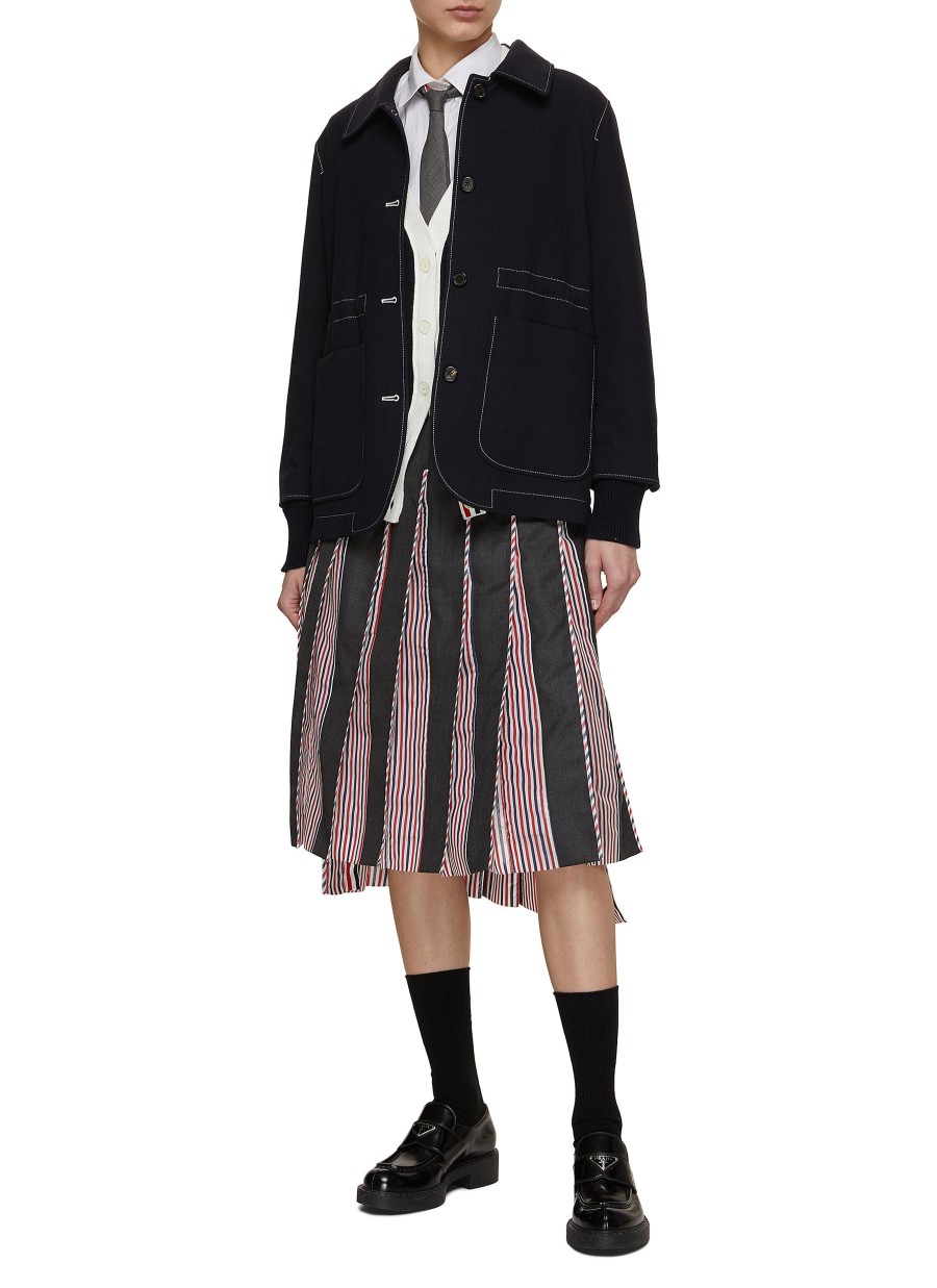 Women THOM BROWNE Jackets | Oversized Round Collar Jacket