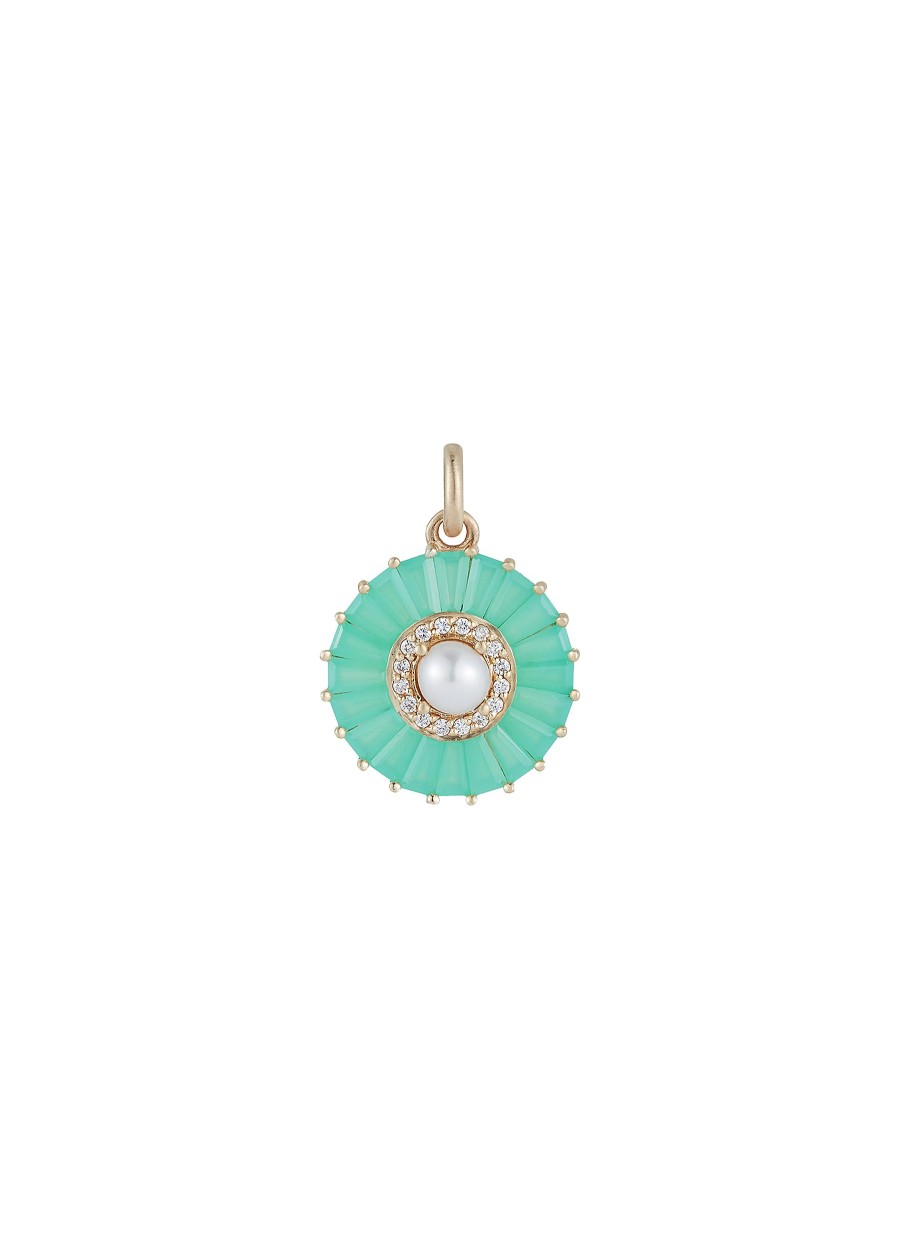 Women STORROW JEWELRY Fine Jewellery | Emily 14K Gold Diamond Chrysoprase Charm