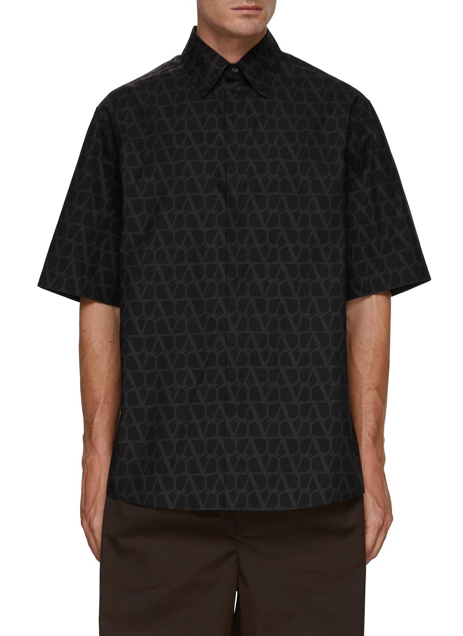 Men VALENTINO Shirts | V Monogram Short Sleeve Shirt