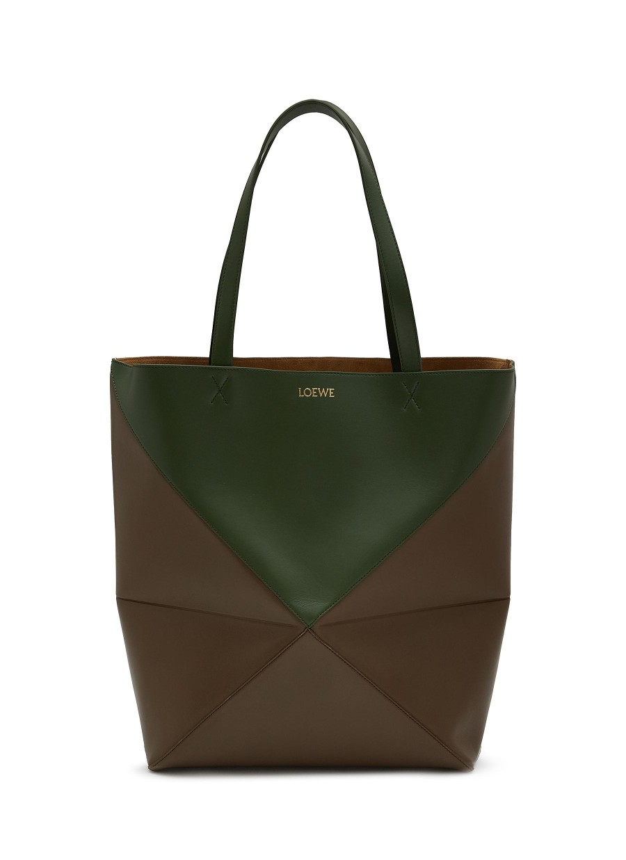 Men LOEWE Tote Bags | Large Puzzle Fold Bicolour Leather Tote Bag