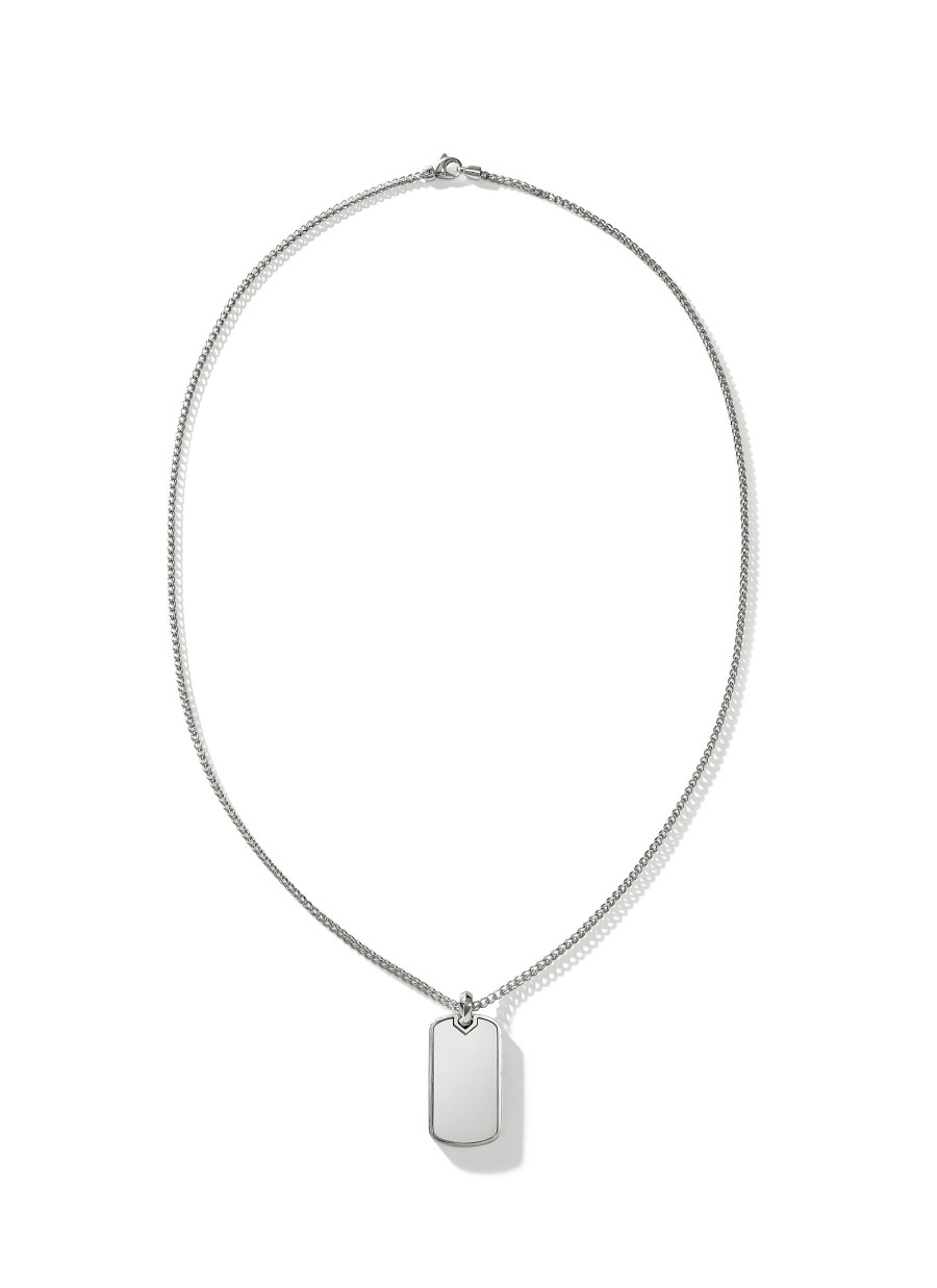 Women JOHN HARDY Fine Jewellery | Silver Dog Tag Pendant Chain Necklace — Size 22