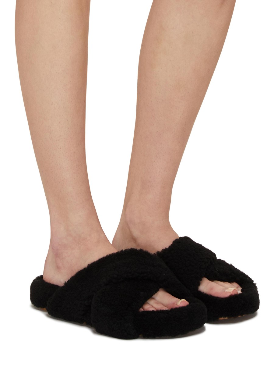 Women YVES SALOMON Slides | Curly Merino Mules