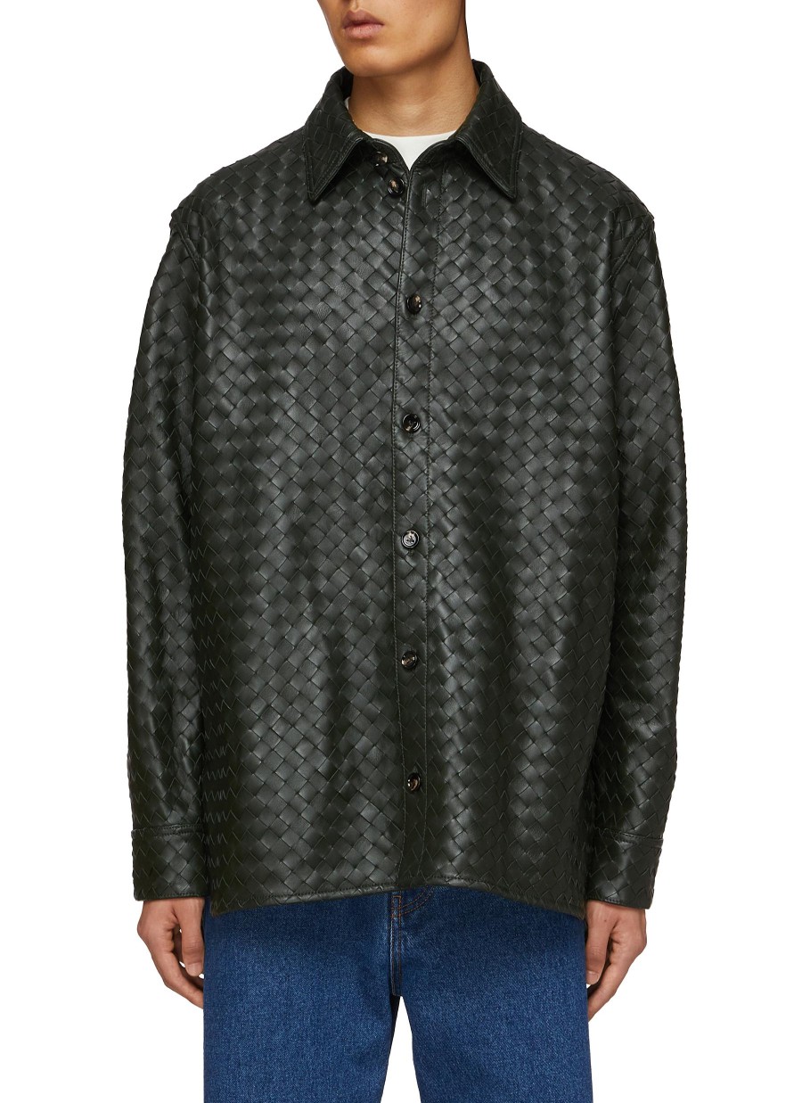 Men BOTTEGA VENETA Jackets | Intrecciato Leather Jacket