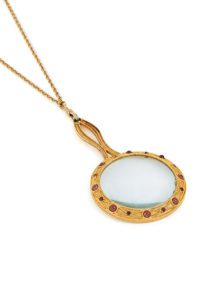 Women LANE CRAWFORD VINTAGE ACCESSORIES Vintage Accessories | D'Orlean Magnifier Crystal Gold Tone Pendant Necklace