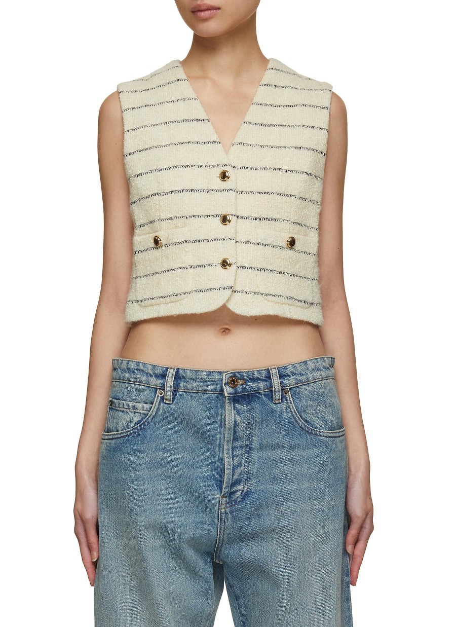 Women MIU MIU Coats | Striped Tweed Vest