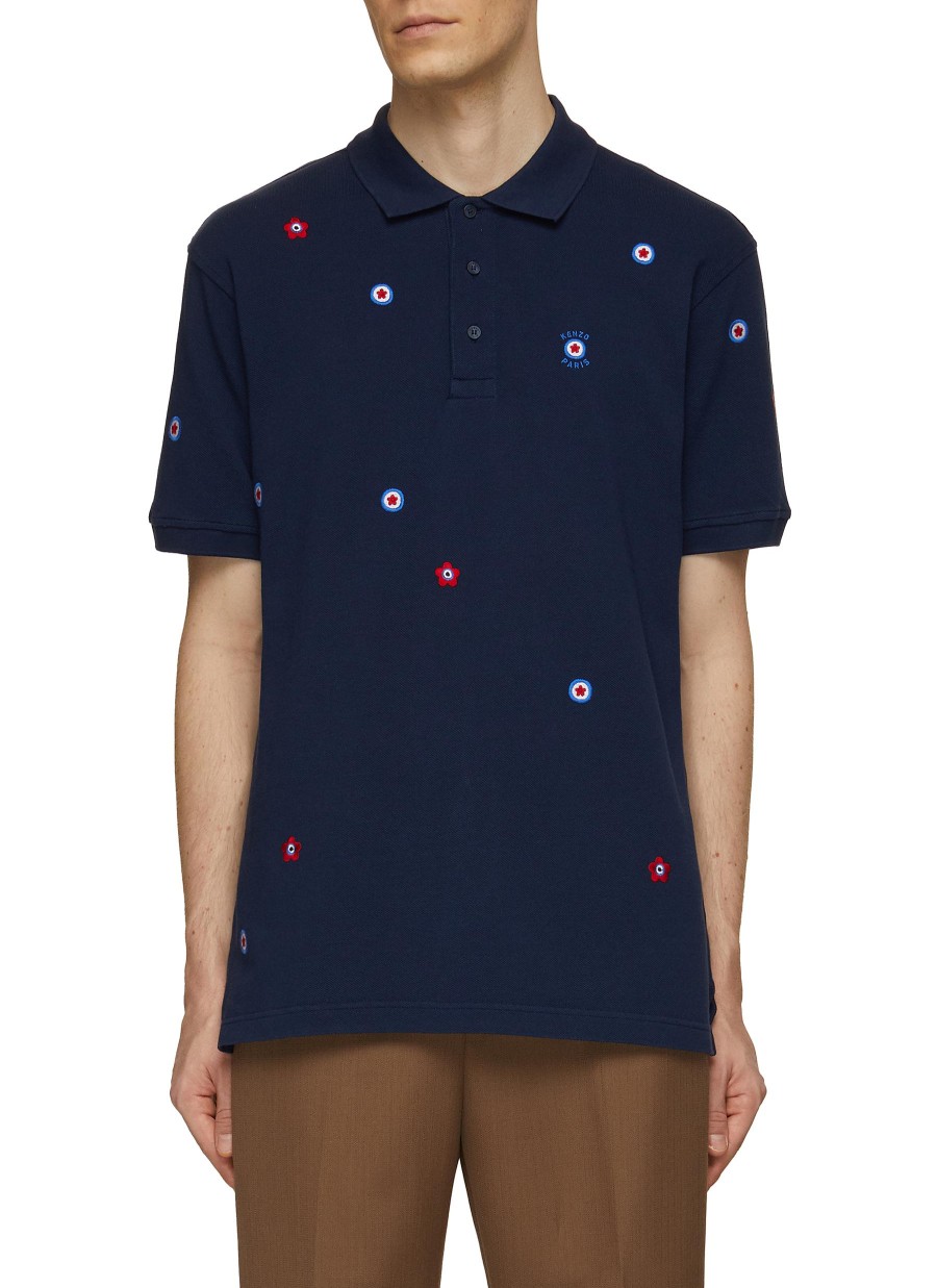 Men KENZO Polos | Allover Target Embroideries Polo Shirt