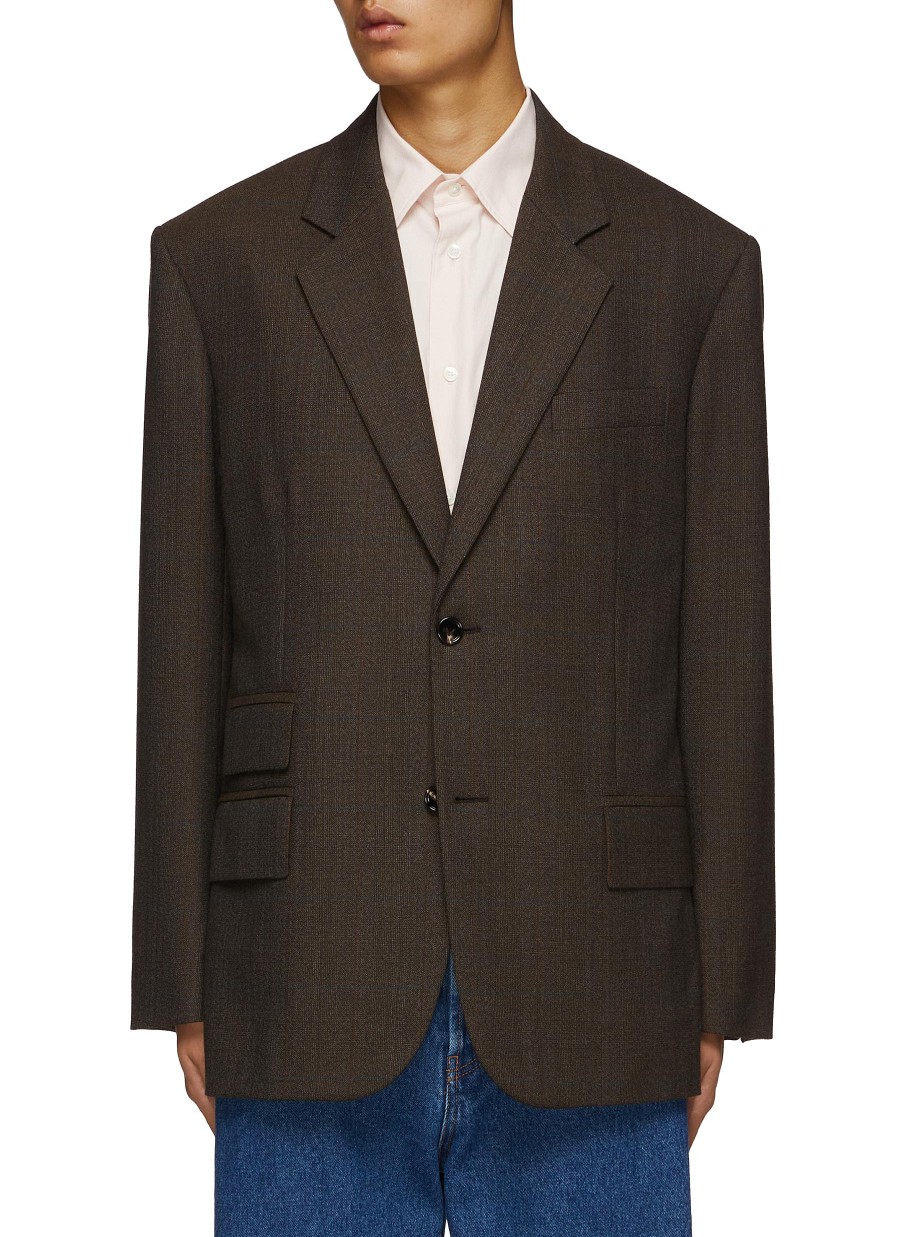 Men BOTTEGA VENETA Suits | Prince Of Wales Single Breasted Wool Blazer