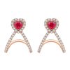 Women LC COLLECTION JEWELLERY Fine Jewellery | 18K Rose Gold Diamond Ruby Cuff Earrings