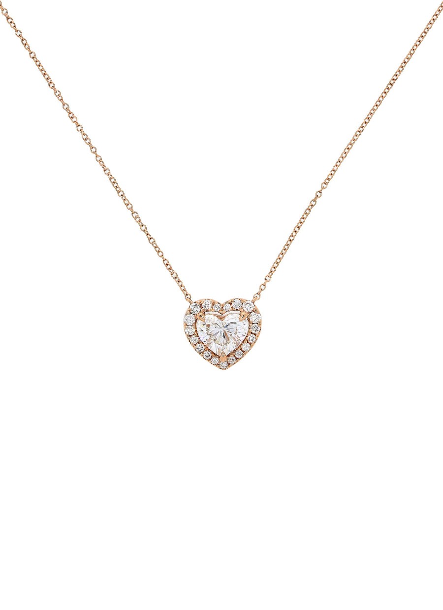 Women LC COLLECTION JEWELLERY Fine Jewellery | 18K Rose Gold Diamond Heart-Shaped Pendant Necklace