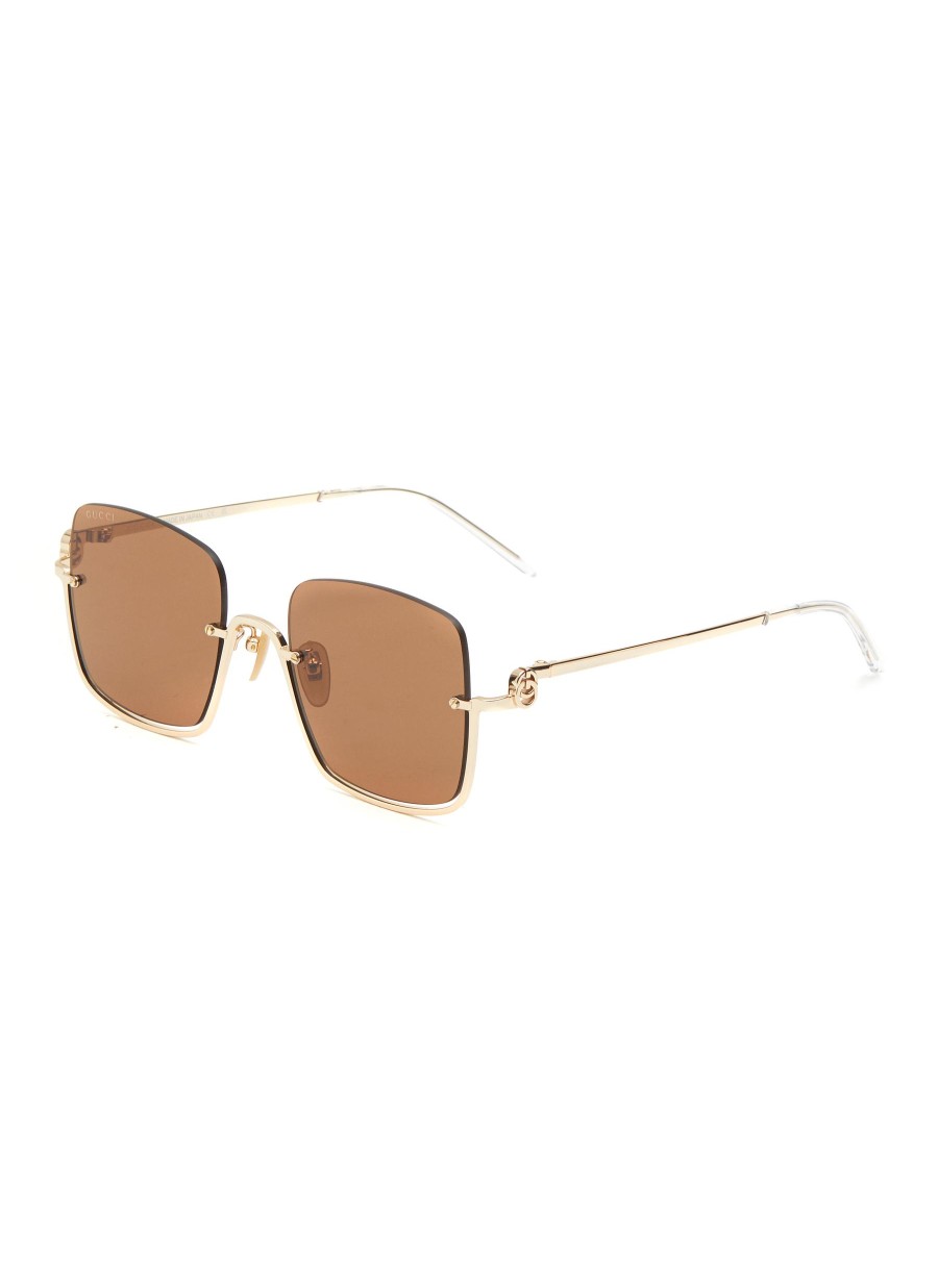 Women GUCCI Eyewear | Metal Half Frame Sunglasses