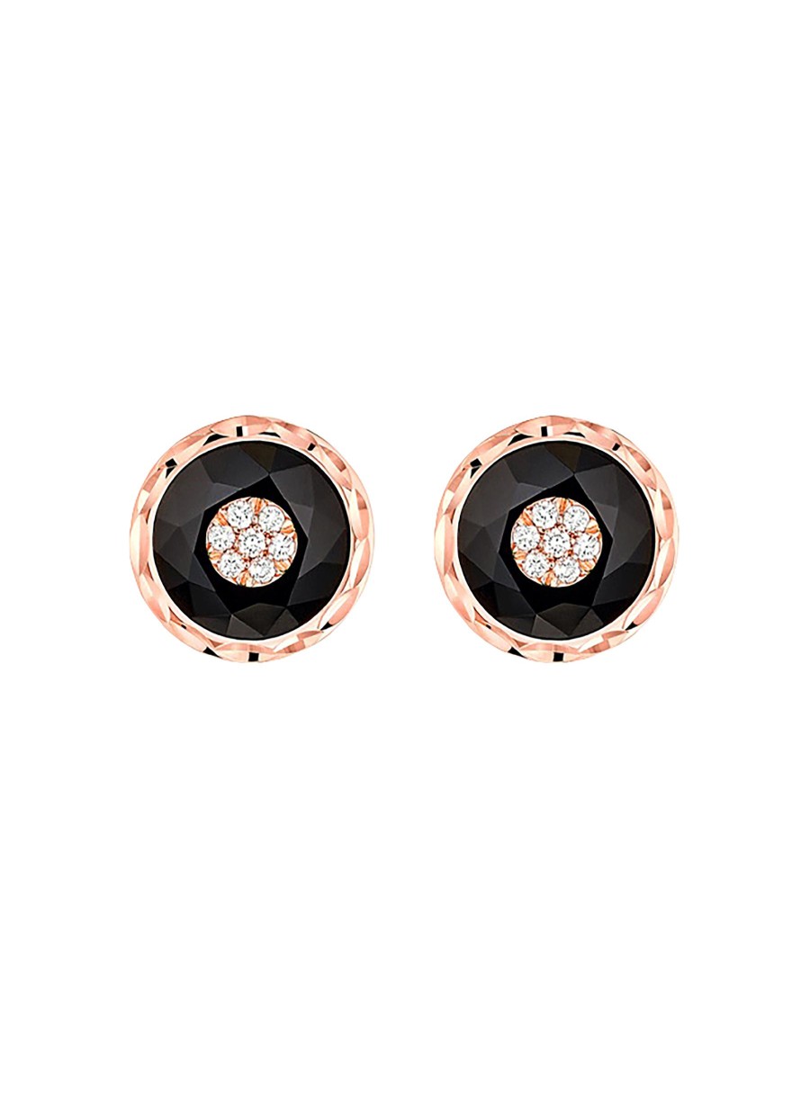 Women KORLOFF Fine Jewellery | Saint-Petersbourg 18K Rose Gold Diamond Black Onyx Stud Earrings