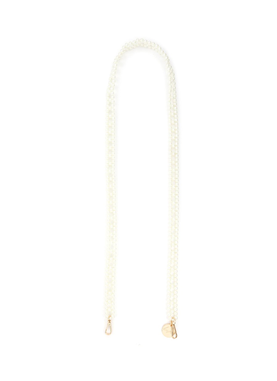 Women LA COQUE FRANCAISE Tech Accessories | Ines Artificial Pearl Phone Strap — Blanc