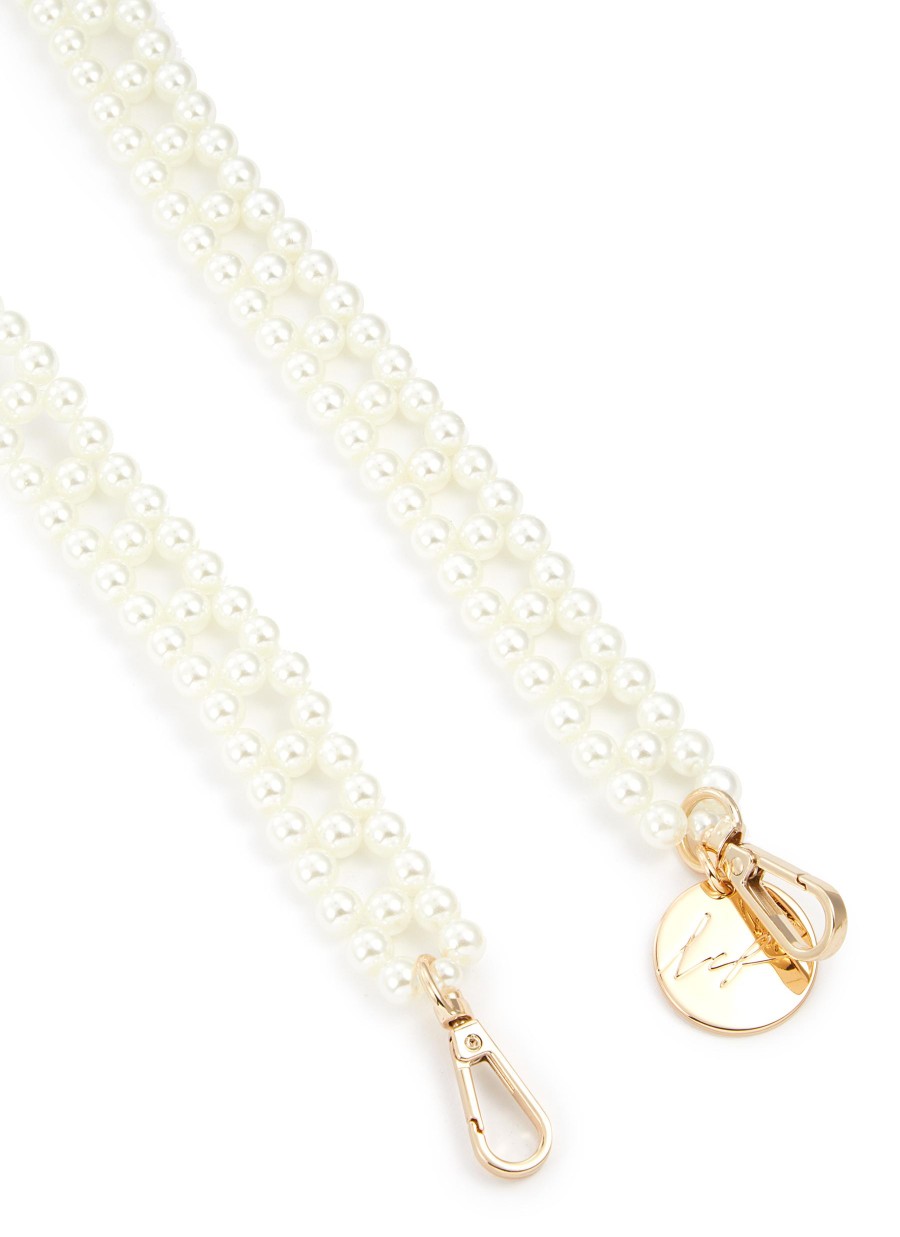 Women LA COQUE FRANCAISE Tech Accessories | Ines Artificial Pearl Phone Strap — Blanc