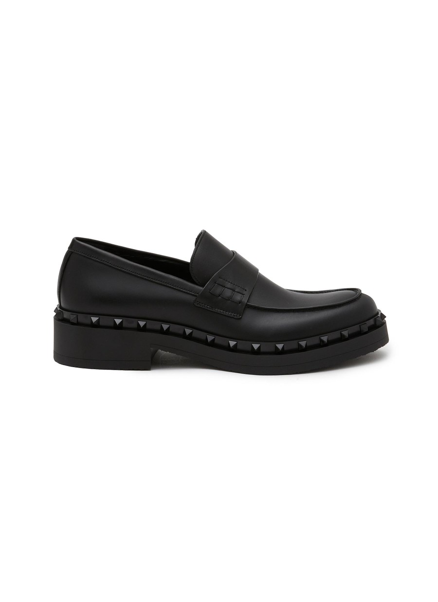 Men VALENTINO Flats | Rockstud M-Way Leather Loafers