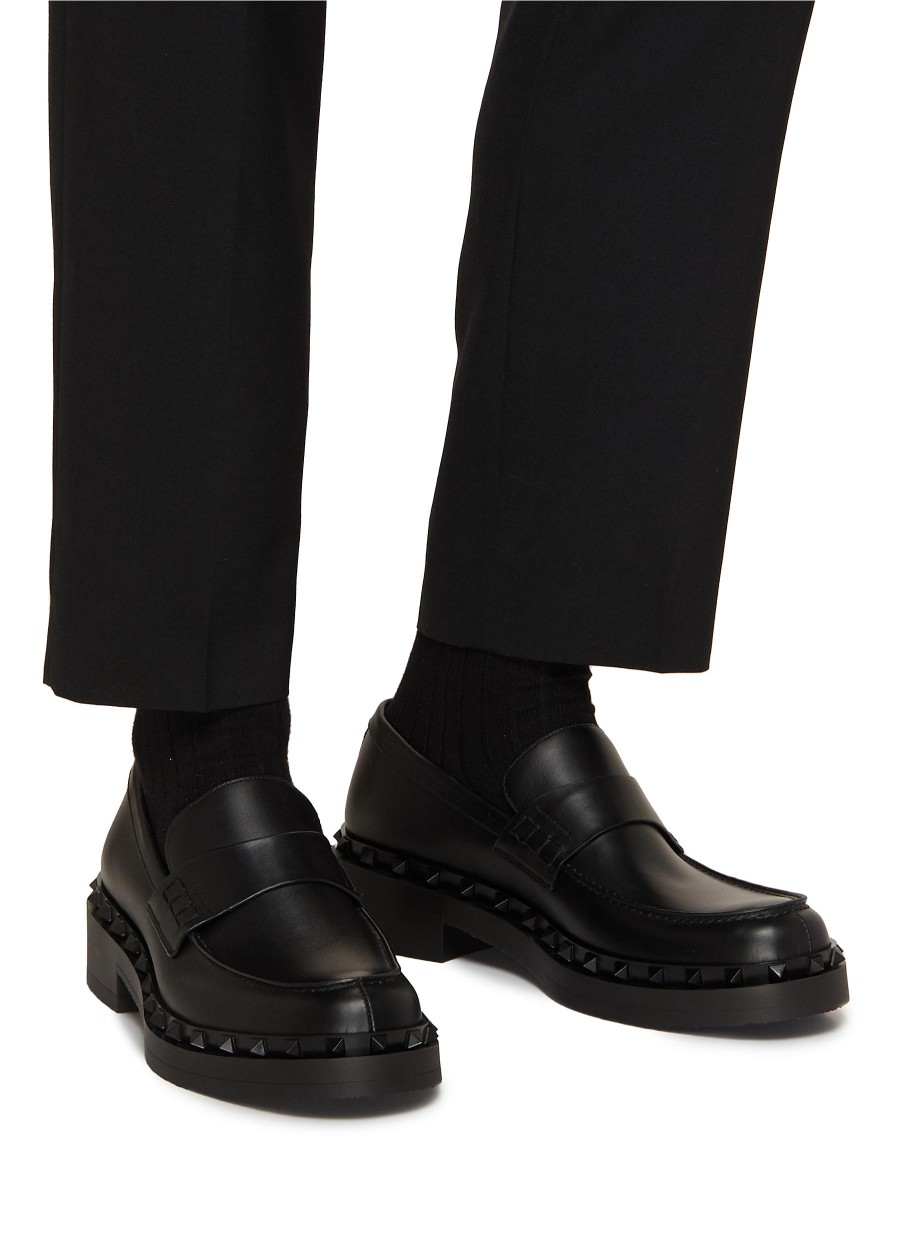 Men VALENTINO Flats | Rockstud M-Way Leather Loafers