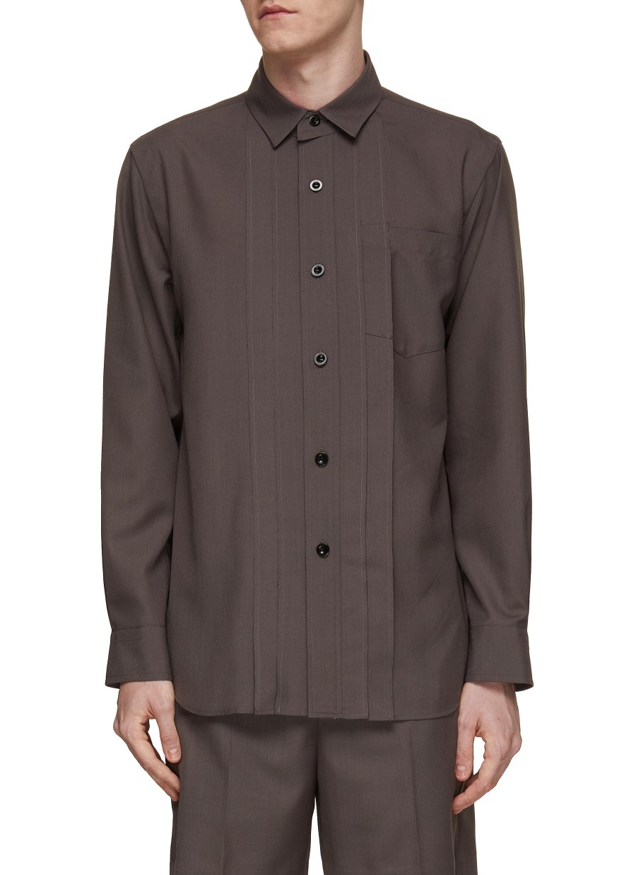 Men SACAI Shirts | Pleated Suiting Shirt