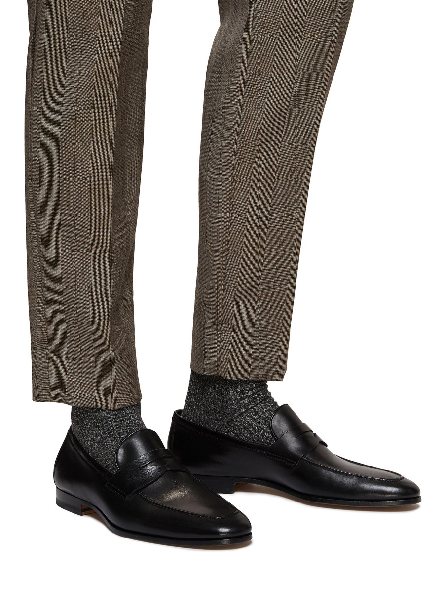 Men MAGNANNI Flats | Apron Toe Leather Penny Loafers