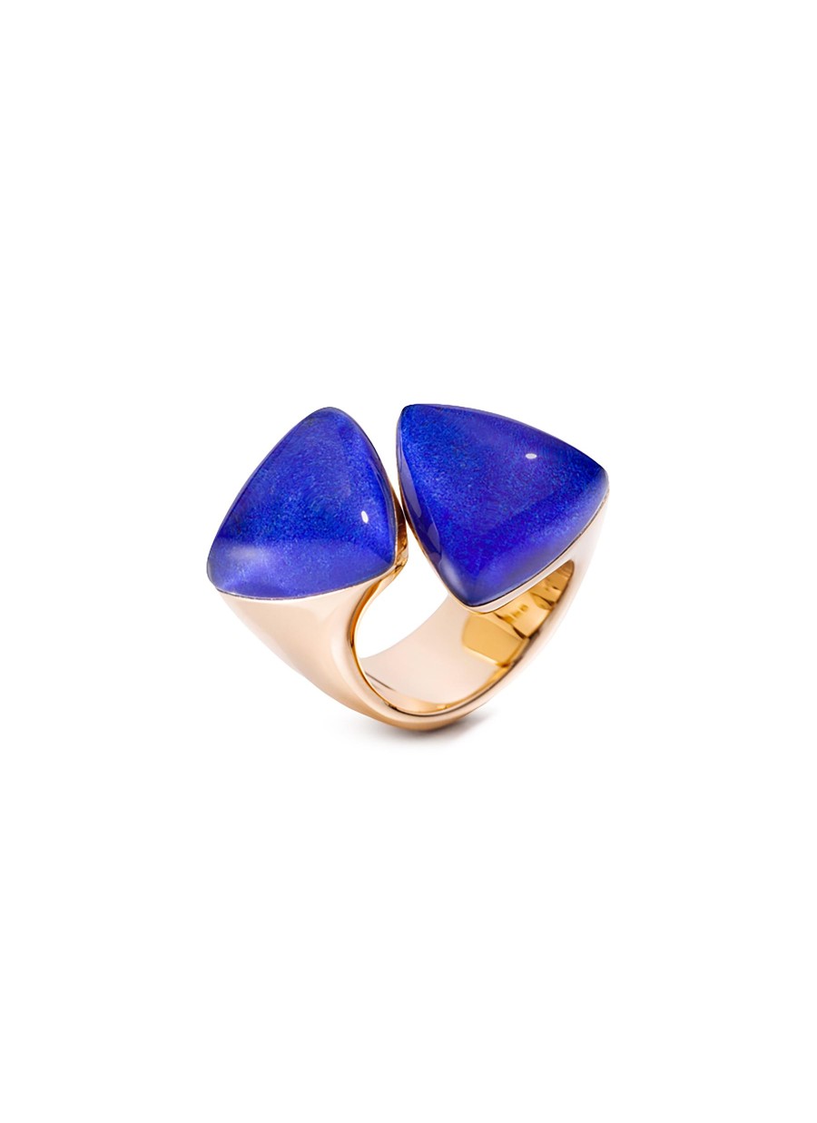 Women VHERNIER Fine Jewellery | Freccia 18K Rose Gold Lapis Rock Crystal Ring — Size 54