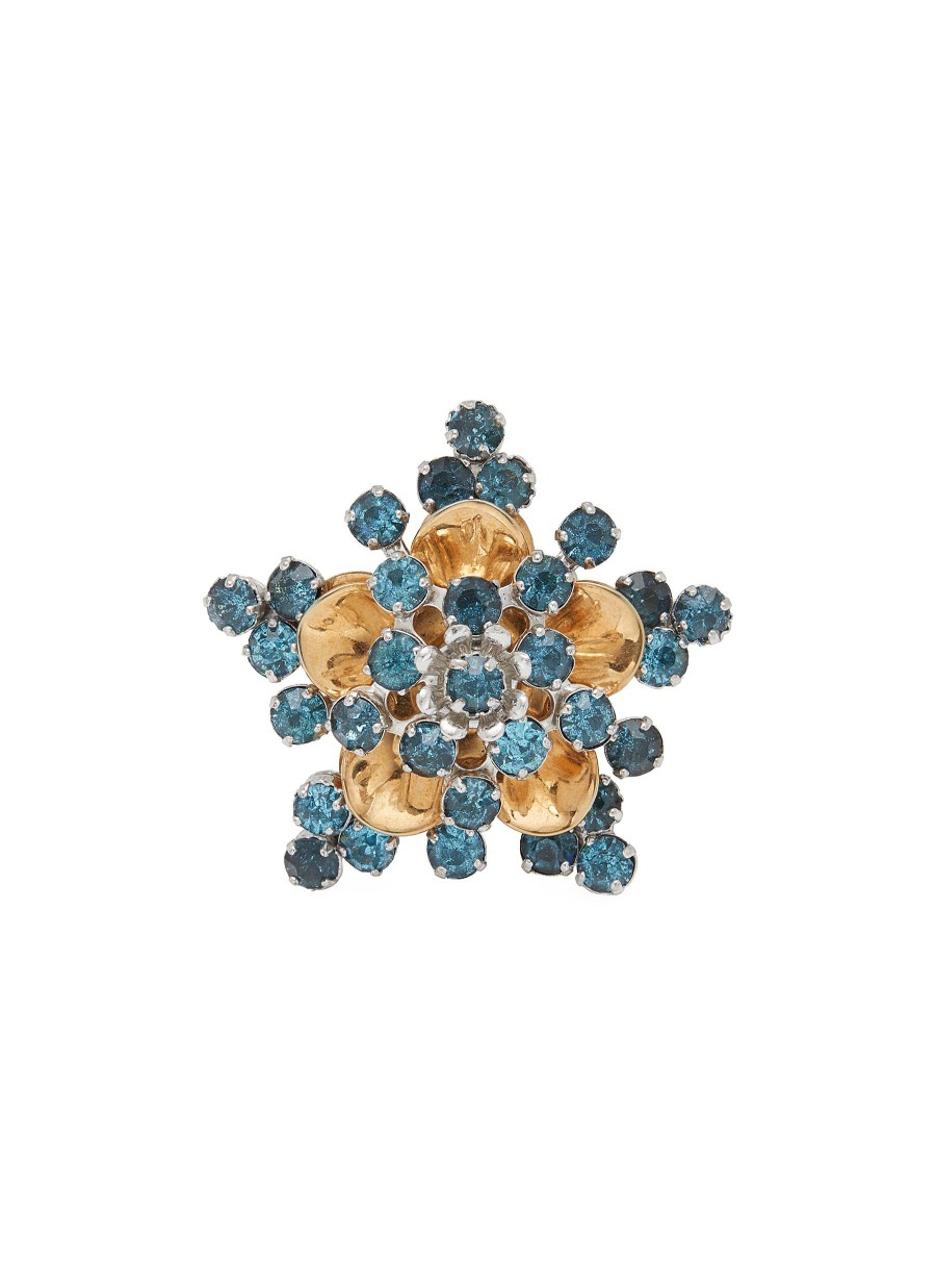 Women LANE CRAWFORD VINTAGE ACCESSORIES Vintage Accessories | Barclay Gold Tone Blue Diamante Brooch