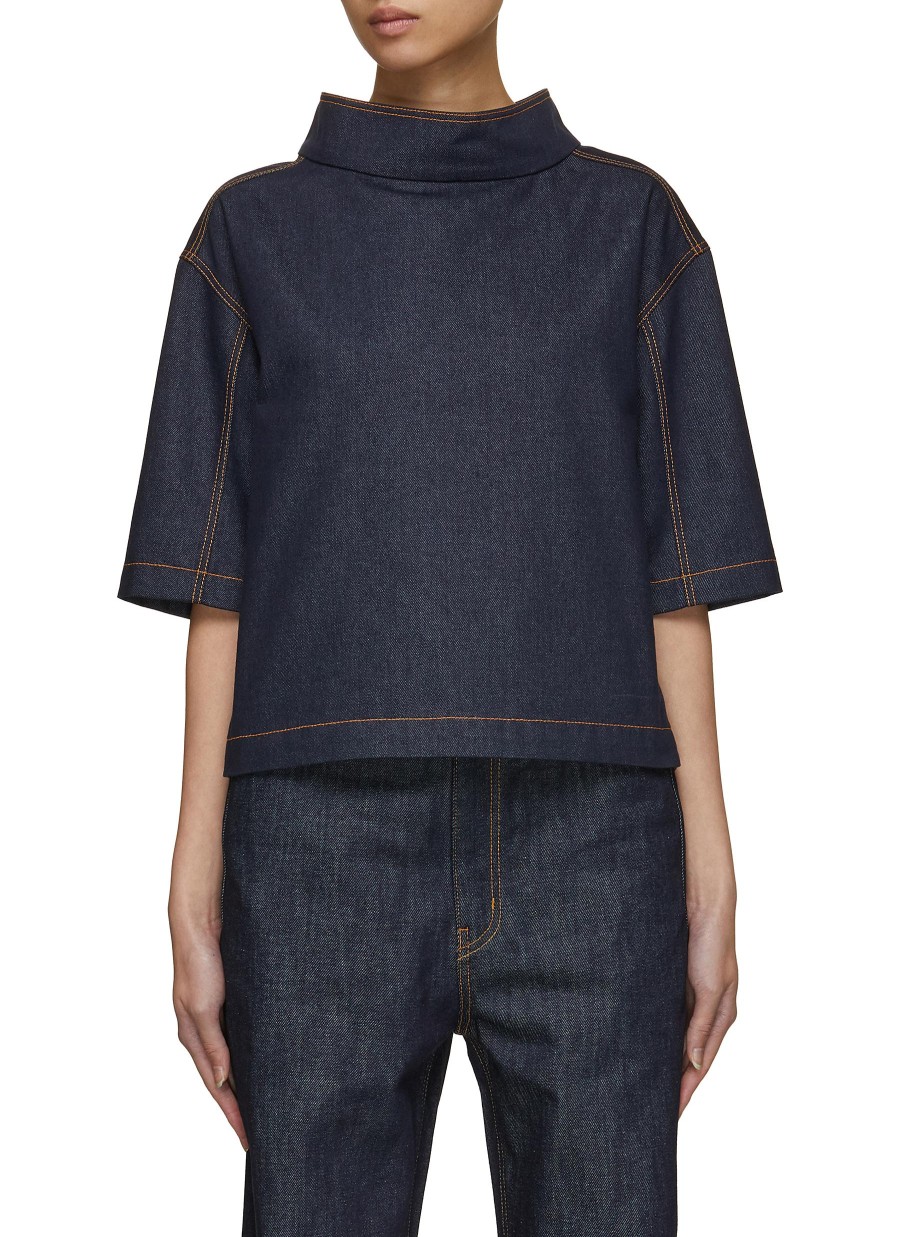 Women WE11DONE Tops | Turtleneck Denim Blouse