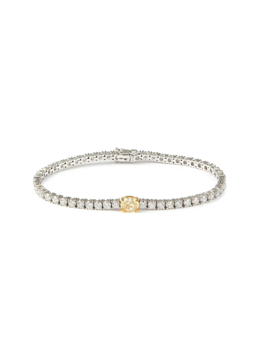 Women LC COLLECTION JEWELLERY Fine Jewellery | 18K Gold Diamond Oval Shaped Yellow Diamond Tennis Bracelet