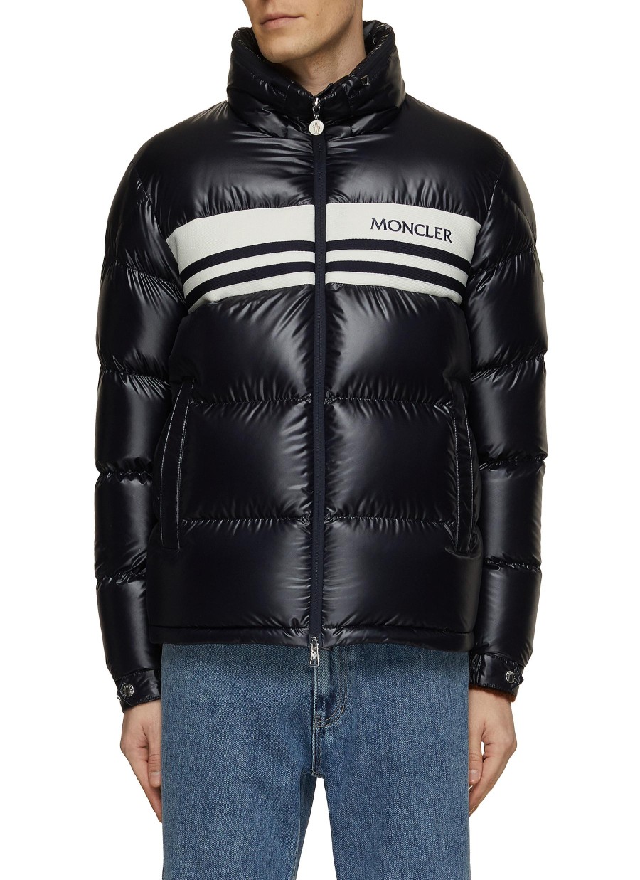 Men MONCLER Jackets | Contrast Knitted Band Puffer Jacket