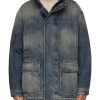 Men BALENCIAGA Coats | Washed Denim Parka Jacket