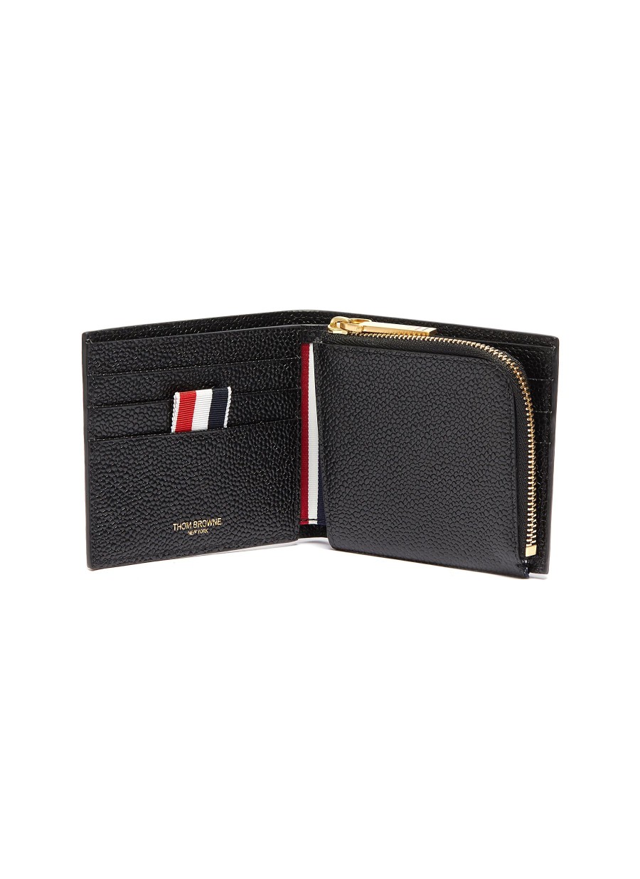 Men THOM BROWNE Small Leather Goods | Pebble Grain Leather Bifold Wallet