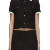 Women MIU MIU Jackets | Micro Sequin Button Up Tweed Jacket