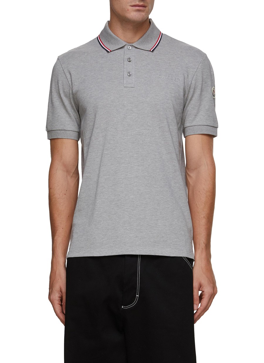 Men MONCLER Polos | Stripe Collar Detail Polo Shirt