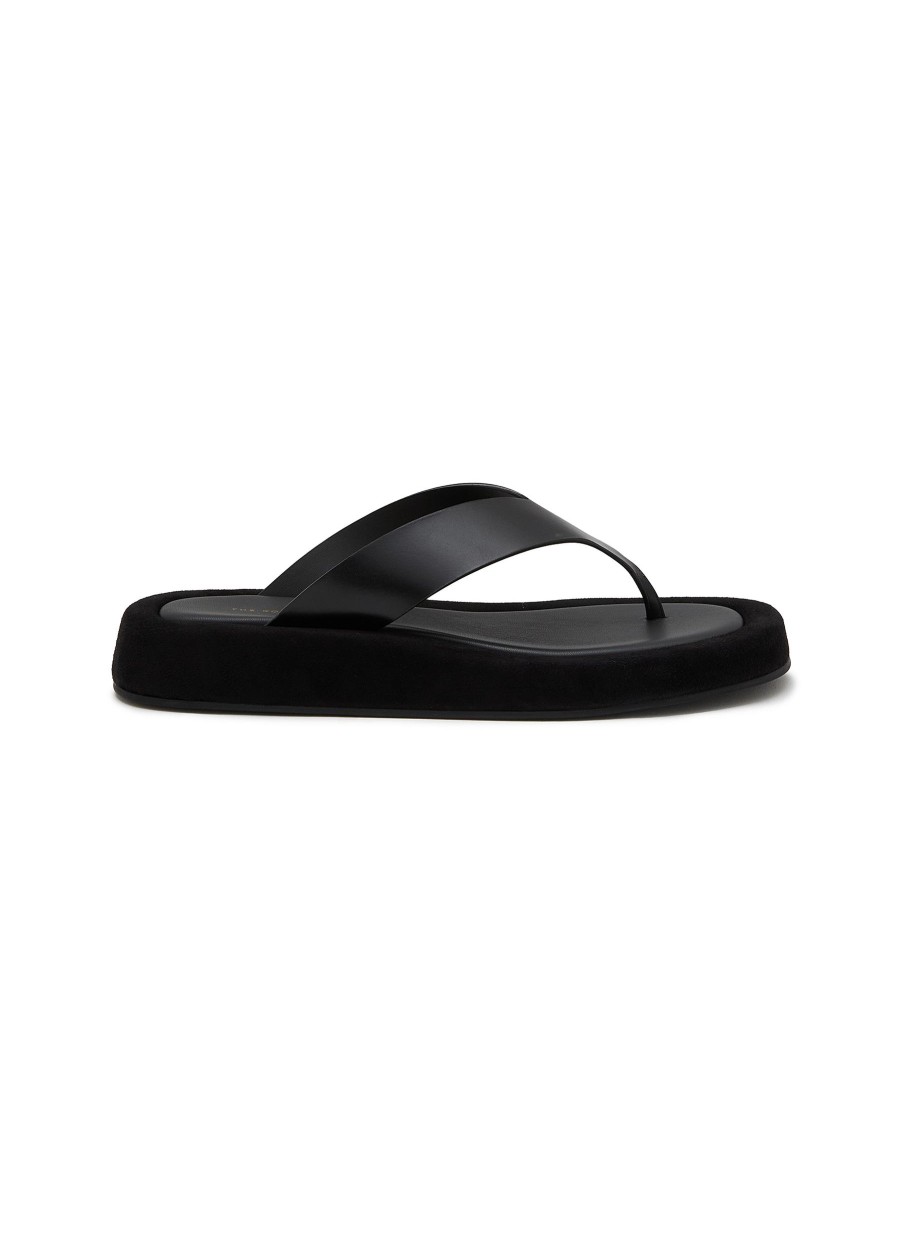 Women THE ROW Slides | Ginza Velvet Leather Sandals