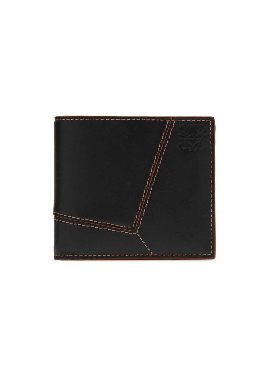 Men LOEWE Small Leather Goods | Puzzle' Contrast Stitching Leather Bifold Wallet