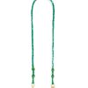 Women LA COQUE FRANCAISE Tech Accessories | Della Braided Bandana Wooden Bead Phone Strap — Green