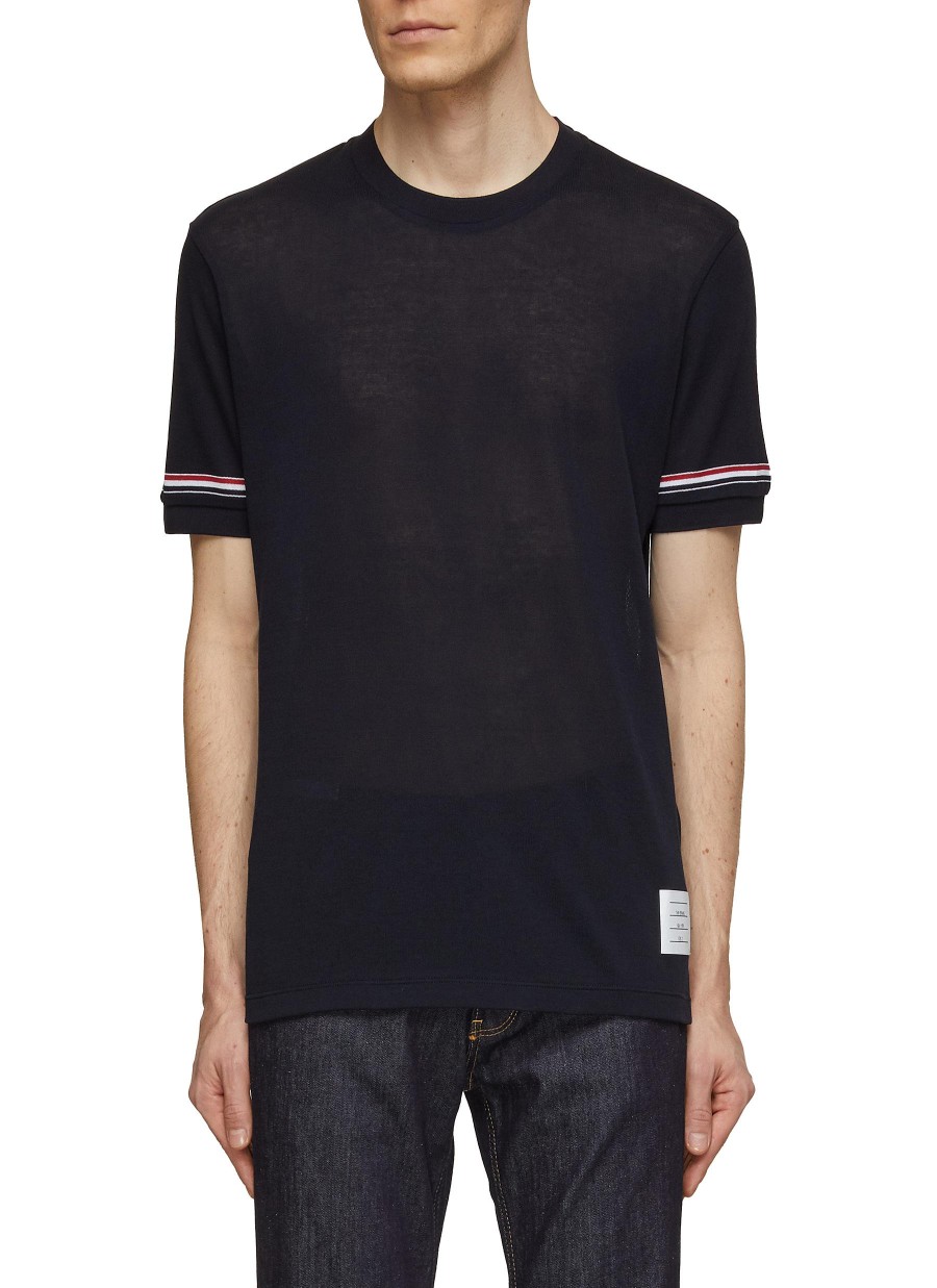 Men THOM BROWNE T-Shirts | Striped Sleeve Trim T-Shirt