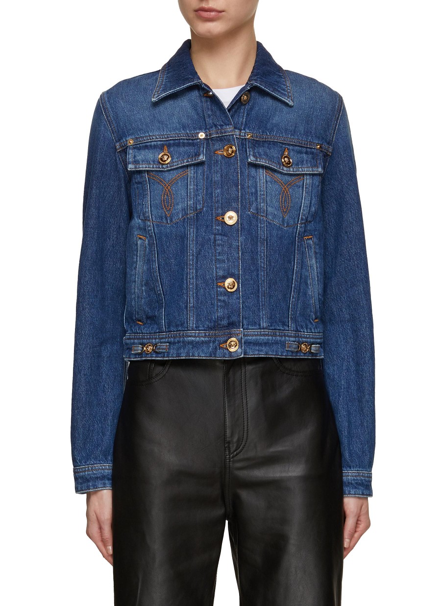 Women VERSACE Jackets | Stone Wash Denim Jacket