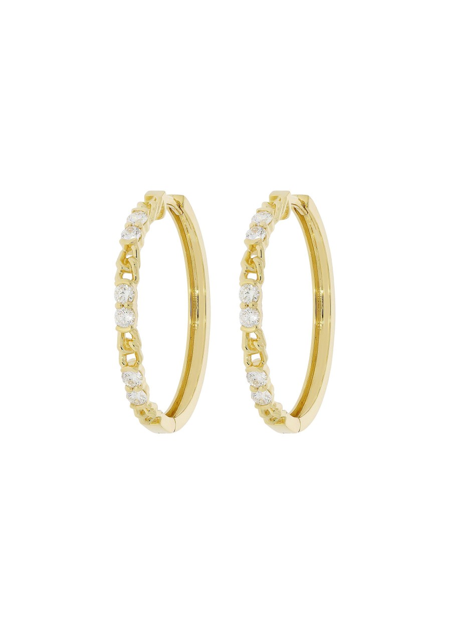 Women LC COLLECTION JEWELLERY Fine Jewellery | 18K Gold Diamond Link Hoop Earrings