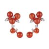 Women LC COLLECTION JEWELLERY Fine Jewellery | Neo-Romantic Christmas Holly 18K White Gold Diamond Carnelian Earrings