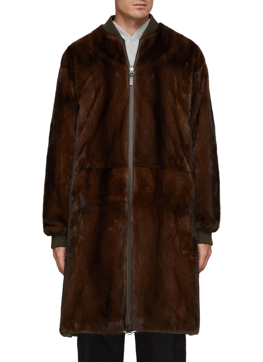 Men YVES SALOMON Coats | Reversible Mink Long Bomber Jacket