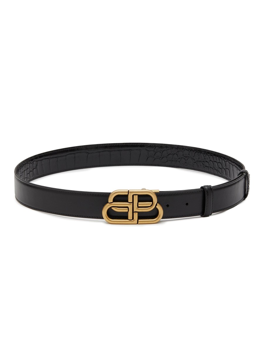 Men BALENCIAGA Belts | Ll Logo Leather Belt