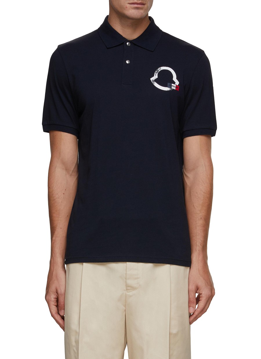 Men MONCLER Polos | Chest Logo Print Polo Shirt