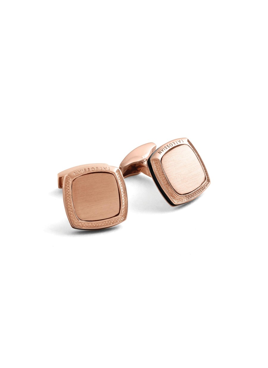 Men TATEOSSIAN Cufflinks | 2 Micron Rose Gold Plated Sterling Silver Signature Classic Square Cufflinks