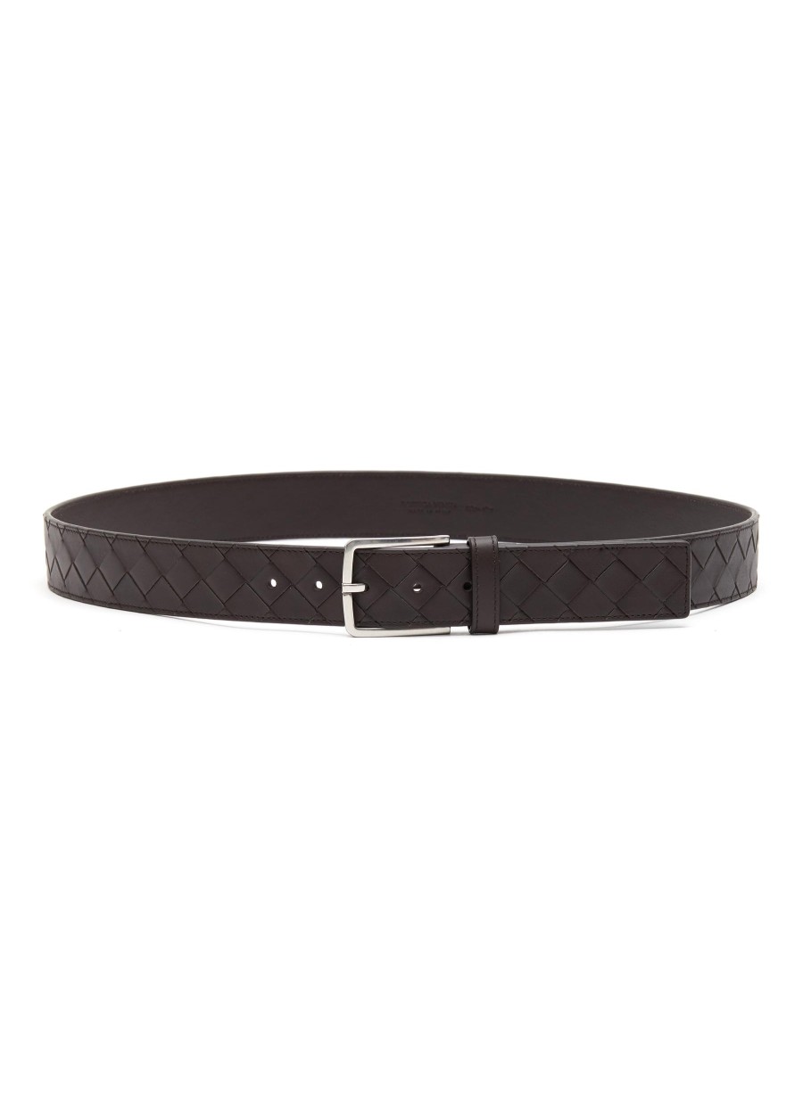 Men BOTTEGA VENETA Belts | Intrecciato Leather Metal Buckle Belt