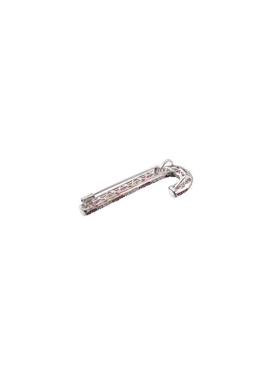 Women MIO HARUTAKA Fine Jewellery | Candy Cane 18K White Gold Diamond Ruby Brooch And Pendant