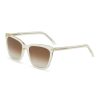 Women SAINT LAURENT Eyewear | Brown Lens Acetate Angular Frame Logo Temple Cat Eye Sunglasses