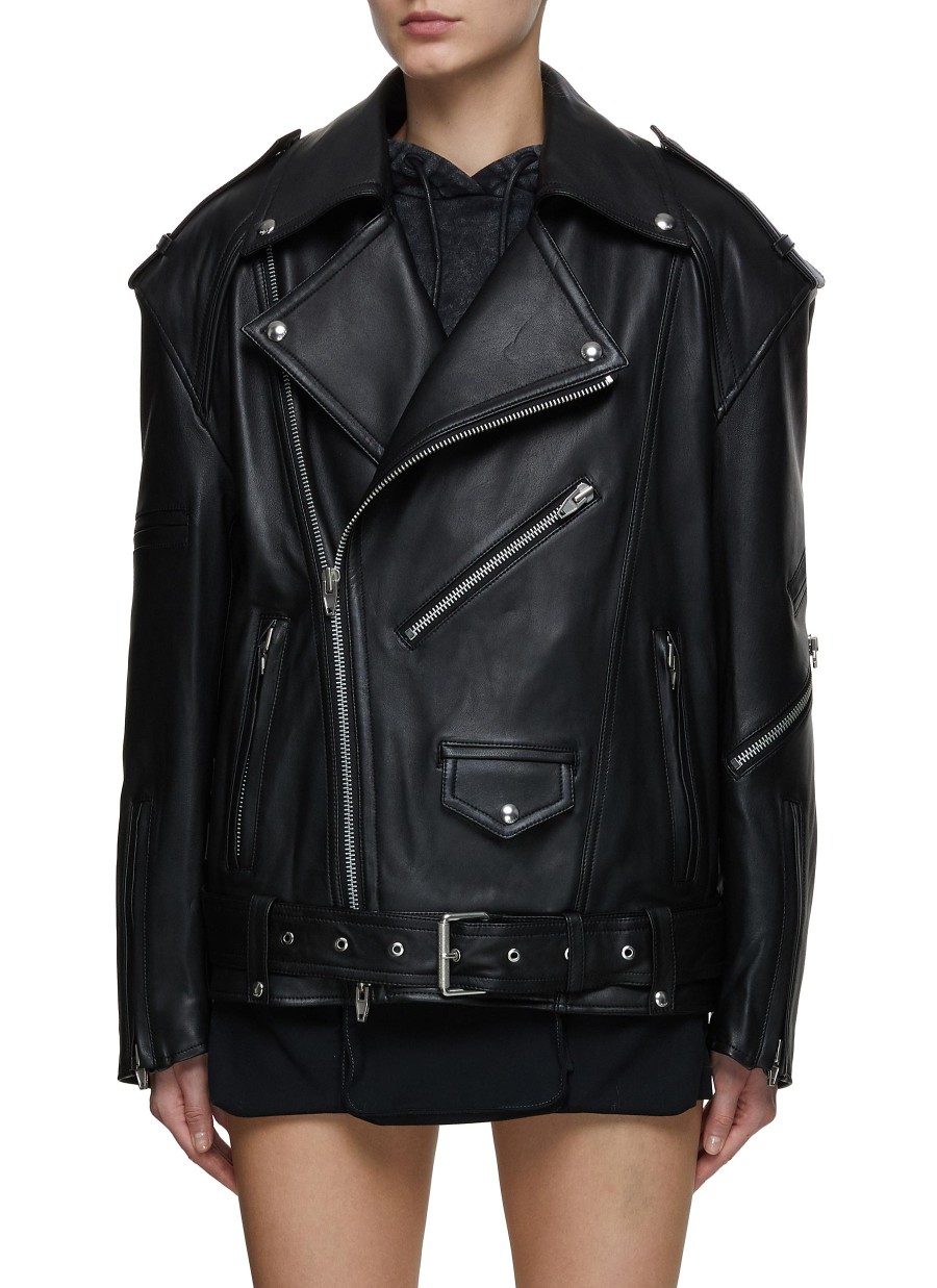 Women JUUN.J Jackets | Oversize Leather Biker Jacket